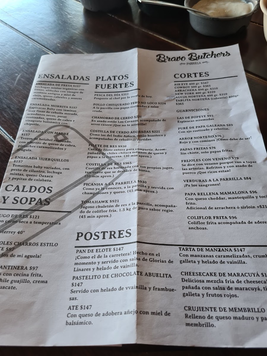 Bravo Butchers Menu - Image 1